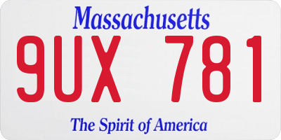 MA license plate 9UX781