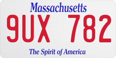 MA license plate 9UX782