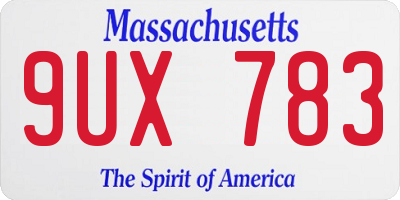 MA license plate 9UX783