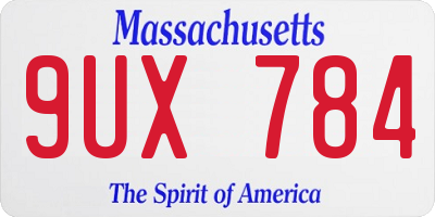 MA license plate 9UX784