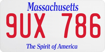 MA license plate 9UX786