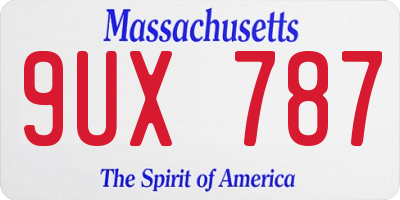 MA license plate 9UX787