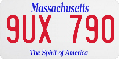 MA license plate 9UX790