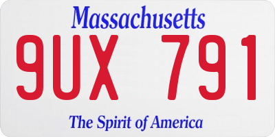 MA license plate 9UX791