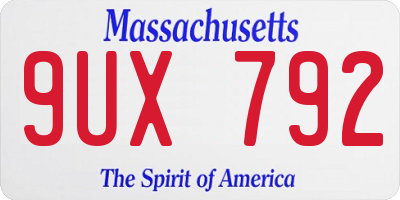 MA license plate 9UX792