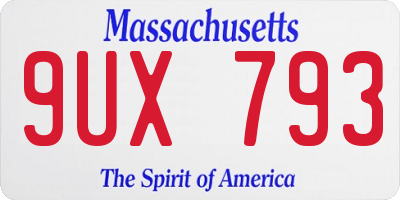 MA license plate 9UX793