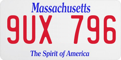 MA license plate 9UX796