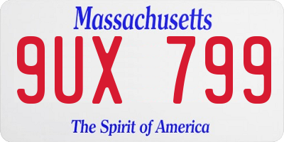 MA license plate 9UX799