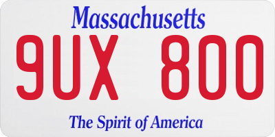MA license plate 9UX800