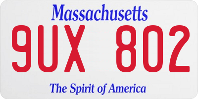 MA license plate 9UX802