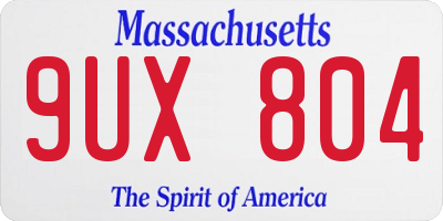 MA license plate 9UX804
