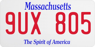 MA license plate 9UX805
