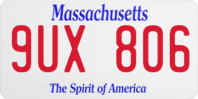 MA license plate 9UX806