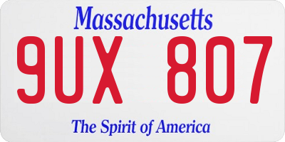 MA license plate 9UX807