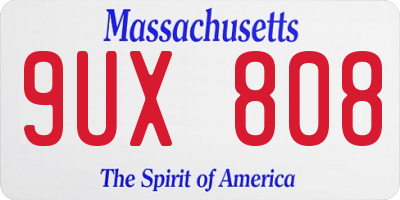 MA license plate 9UX808