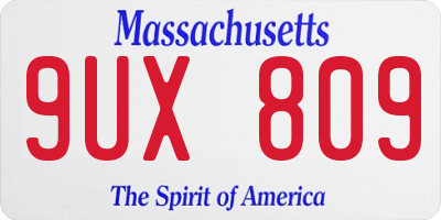 MA license plate 9UX809