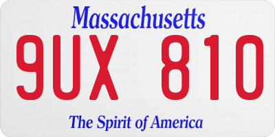 MA license plate 9UX810