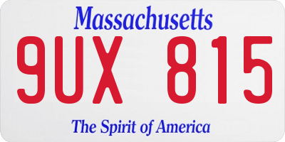 MA license plate 9UX815