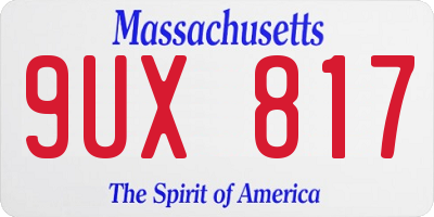 MA license plate 9UX817