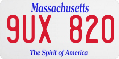 MA license plate 9UX820