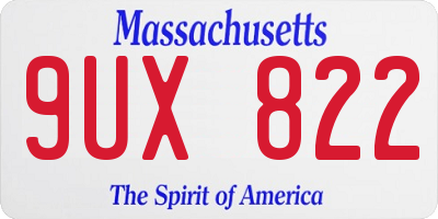 MA license plate 9UX822