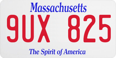 MA license plate 9UX825