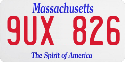 MA license plate 9UX826