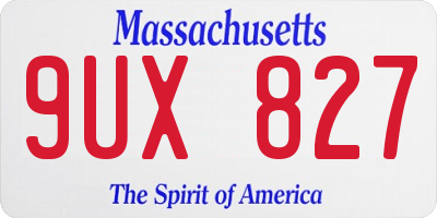 MA license plate 9UX827