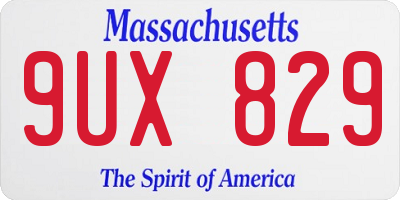 MA license plate 9UX829