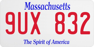 MA license plate 9UX832