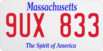 MA license plate 9UX833