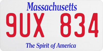 MA license plate 9UX834