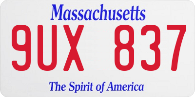 MA license plate 9UX837