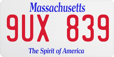 MA license plate 9UX839