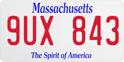 MA license plate 9UX843