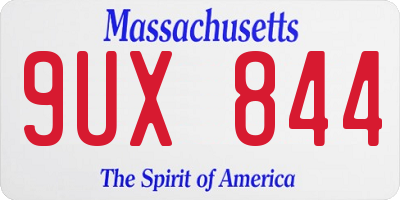 MA license plate 9UX844