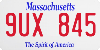 MA license plate 9UX845