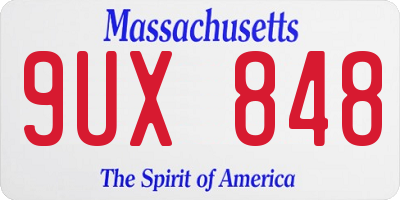 MA license plate 9UX848
