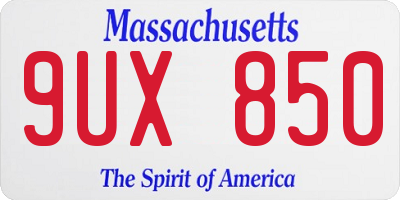 MA license plate 9UX850