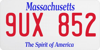 MA license plate 9UX852