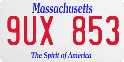 MA license plate 9UX853