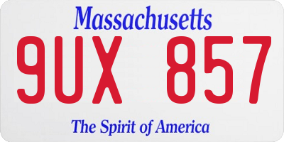 MA license plate 9UX857