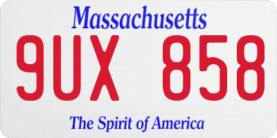 MA license plate 9UX858