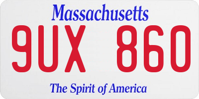 MA license plate 9UX860