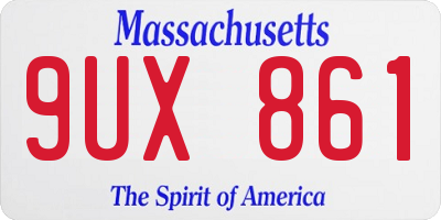 MA license plate 9UX861
