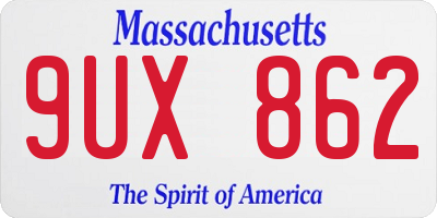 MA license plate 9UX862