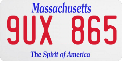 MA license plate 9UX865