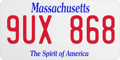 MA license plate 9UX868