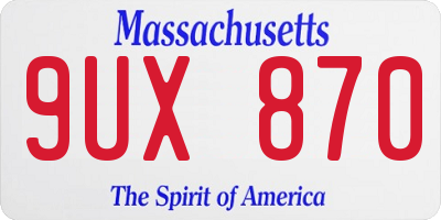 MA license plate 9UX870