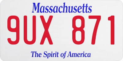 MA license plate 9UX871